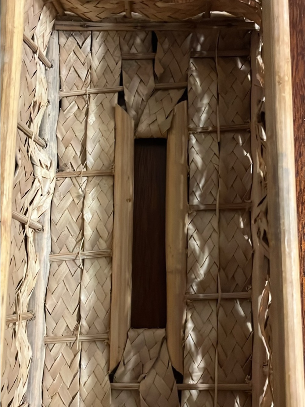 Vintage Woven Rattan Bamboo Tray in Natural Tan